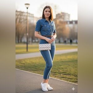 2007 authentic Louis Vuitton Sarah wallet in Damier Azur w free crossbody kit